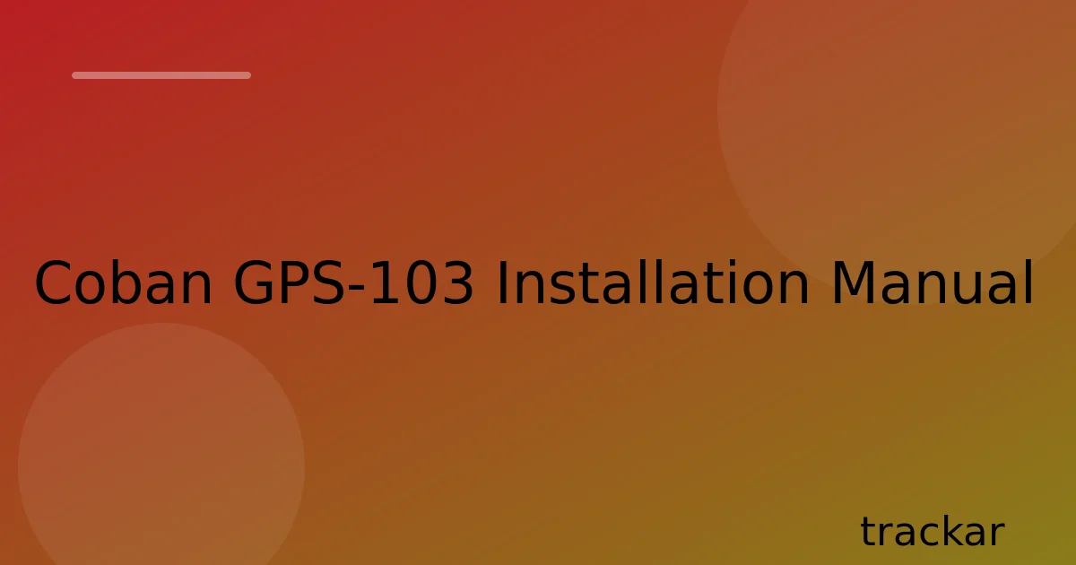 Coban GPS-103 Installation Manual