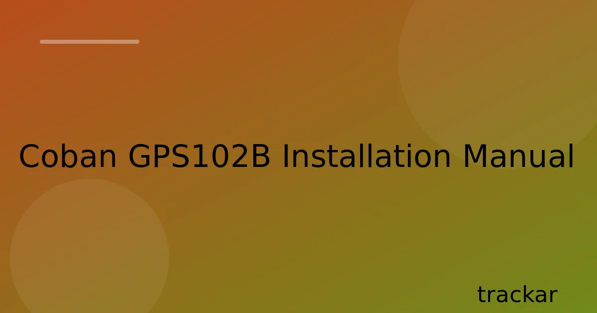 Coban GPS102B Installation Manual