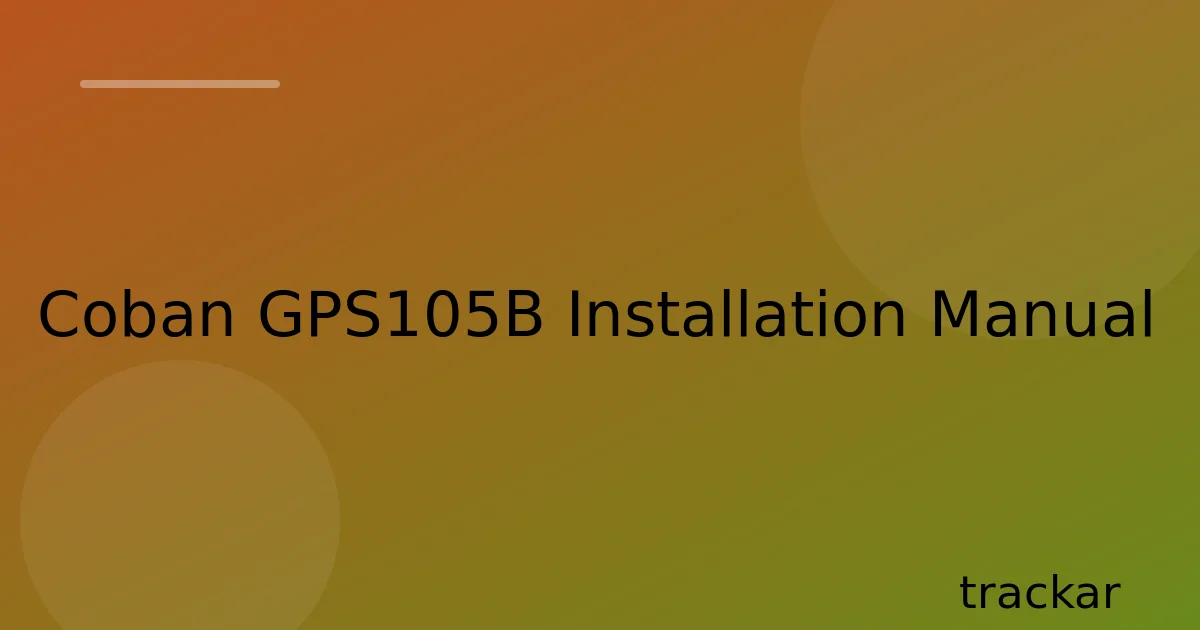 Coban GPS105B Installation Manual