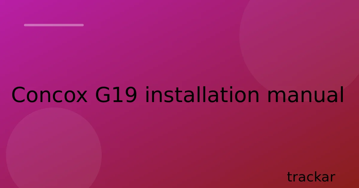Concox G19 installation manual