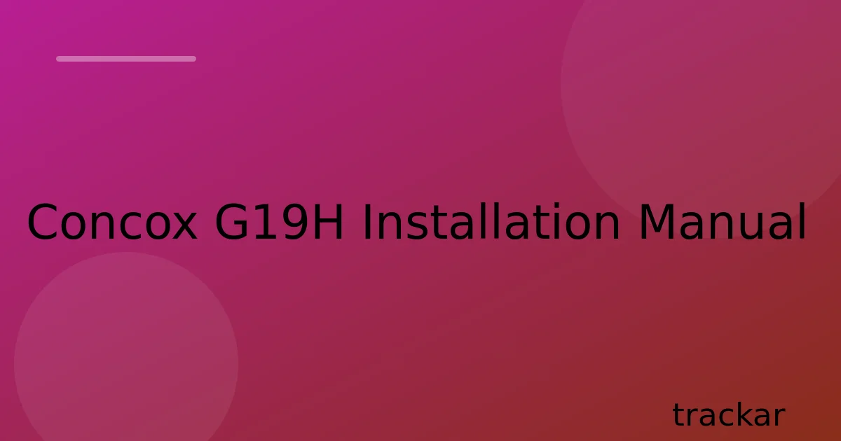 Concox G19H Installation Manual
