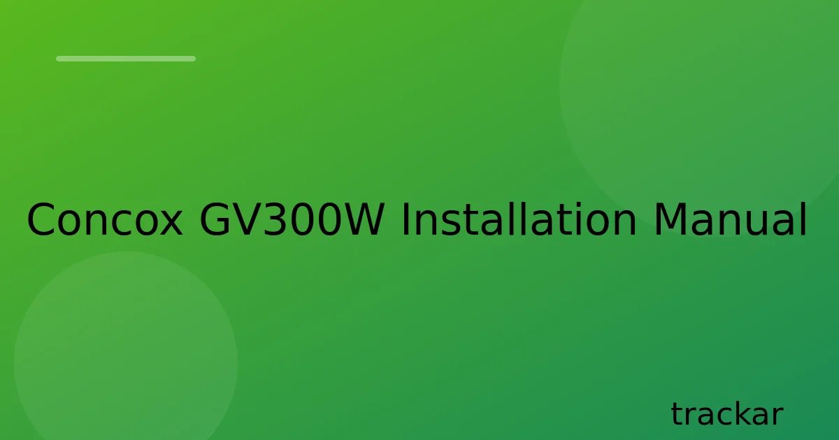 Concox GV300W Installation Manual