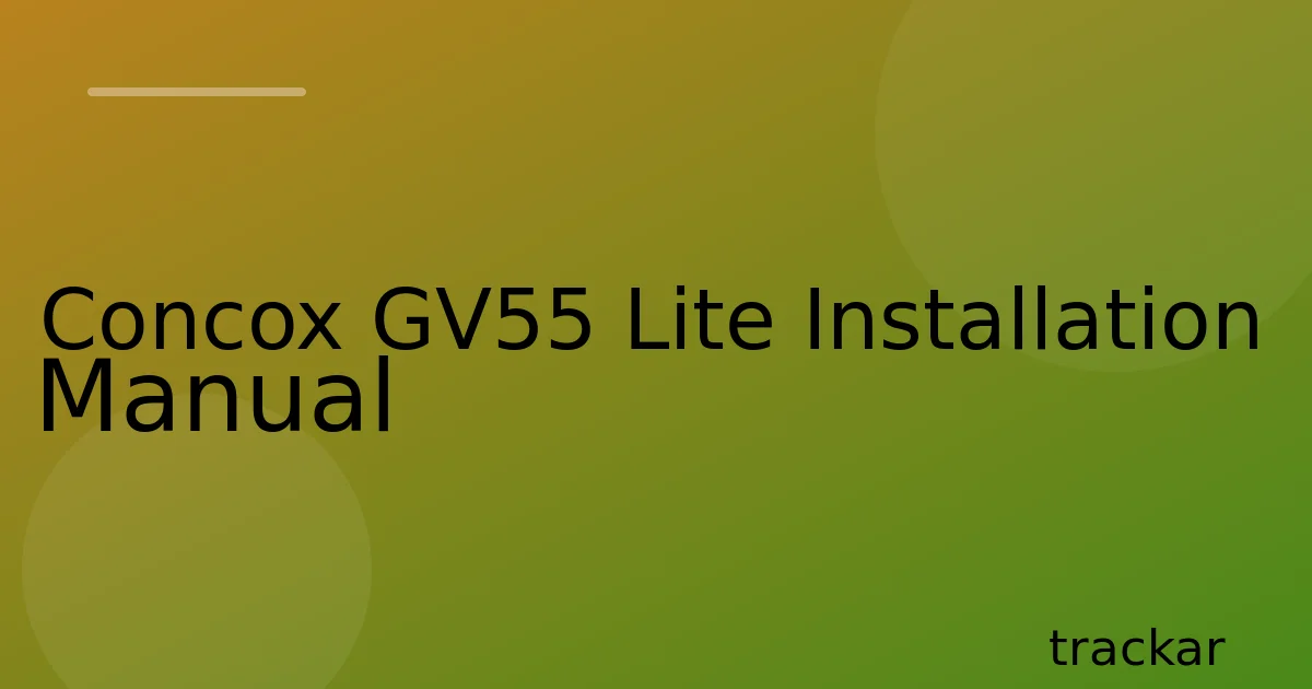 Concox GV55 Lite Installation Manual
