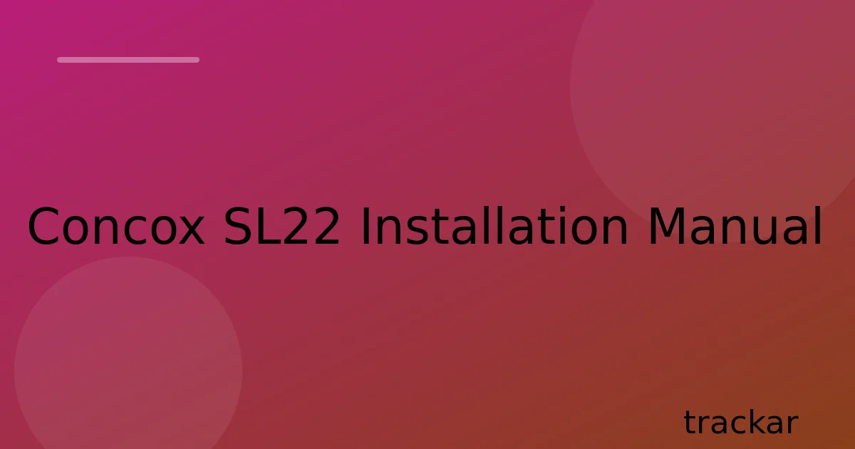 Concox SL22 Installation Manual