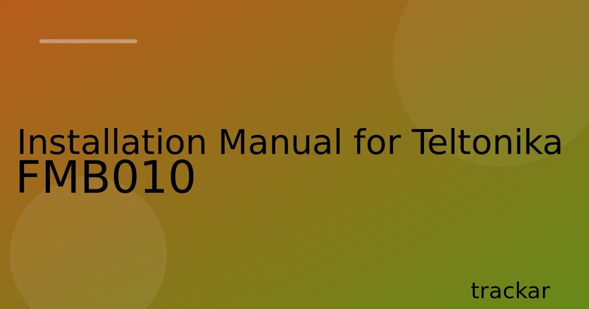 Installation Manual for Teltonika FMB010
