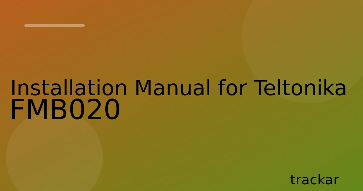 Installation Manual for Teltonika FMB020