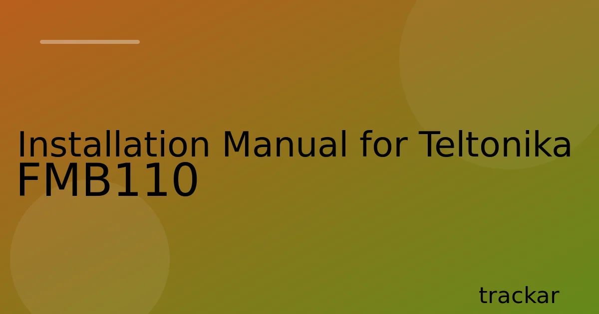 Installation Manual for Teltonika FMB110