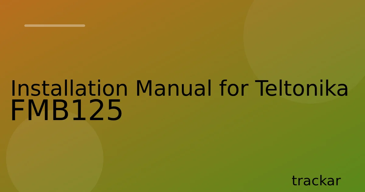 Installation Manual for Teltonika FMB125
