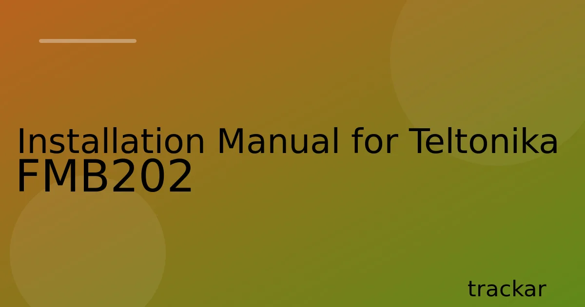 Installation Manual for Teltonika FMB202