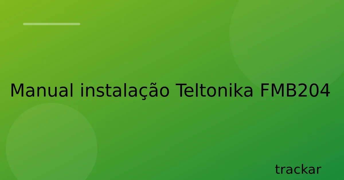 Manual instalação Teltonika FMB204