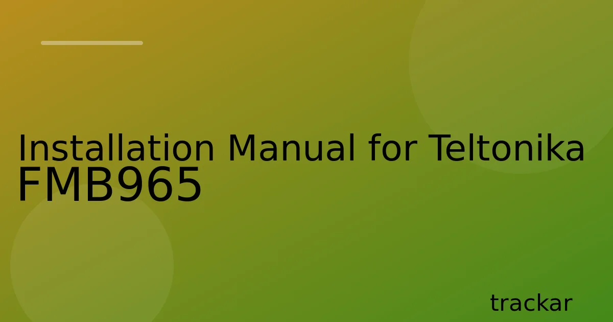 Installation Manual for Teltonika FMB965
