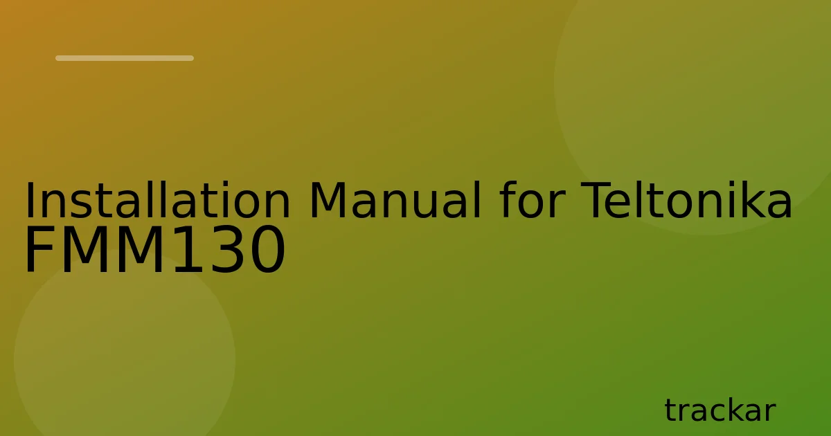 Installation Manual for Teltonika FMM130